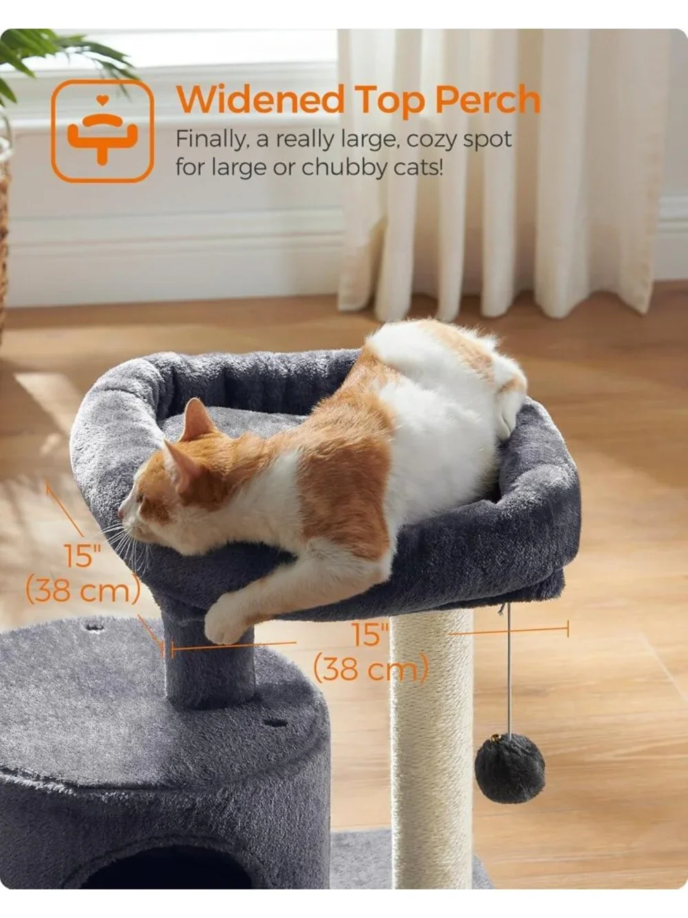 New Cat Tree Tower, Smoky Gray Condo with Sisal Scratching Post for Kittens